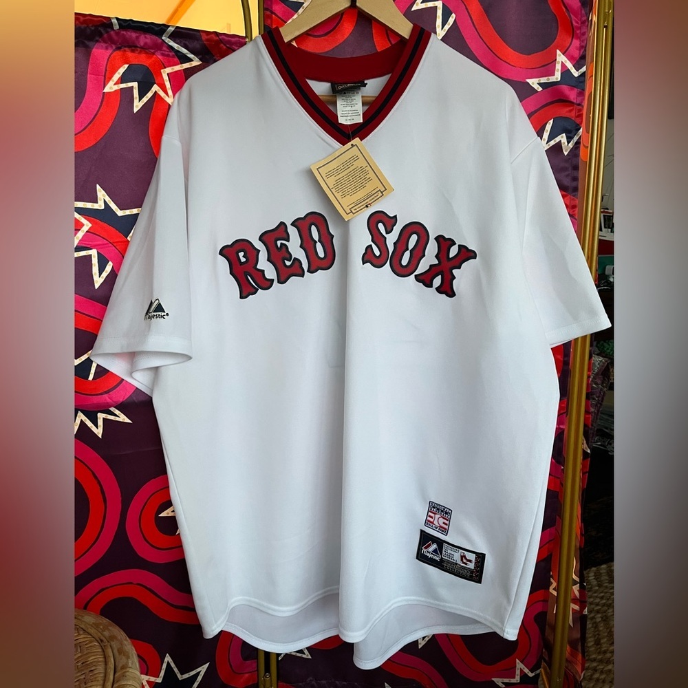 NWT Vintage Majestic Boston Red Sox Carlton Fisk Cooperstown Hall Of Fame Jersey